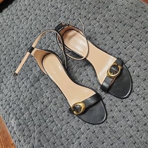 Coach Black Leather Wedge Heels